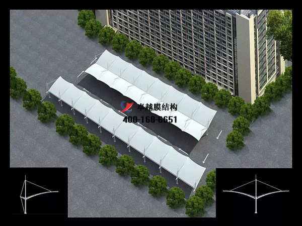    婁底<font color='red'>膜結(jié)構車棚</font>【婁底市水業(yè)有限責任公司-停車棚】工程實例