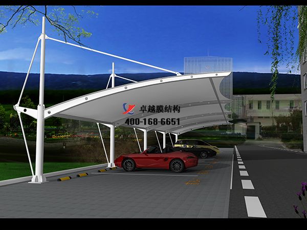 常德<font color='red'>膜結(jié)構車棚</font>【常德市江南城市發(fā)展有限公司-停車棚】工程實例