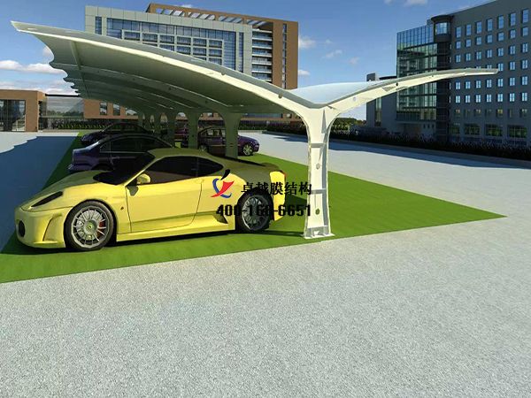  益陽<font color='red'>膜結(jié)構車棚</font>【湖南益陽工程公司-停車棚】工程實例